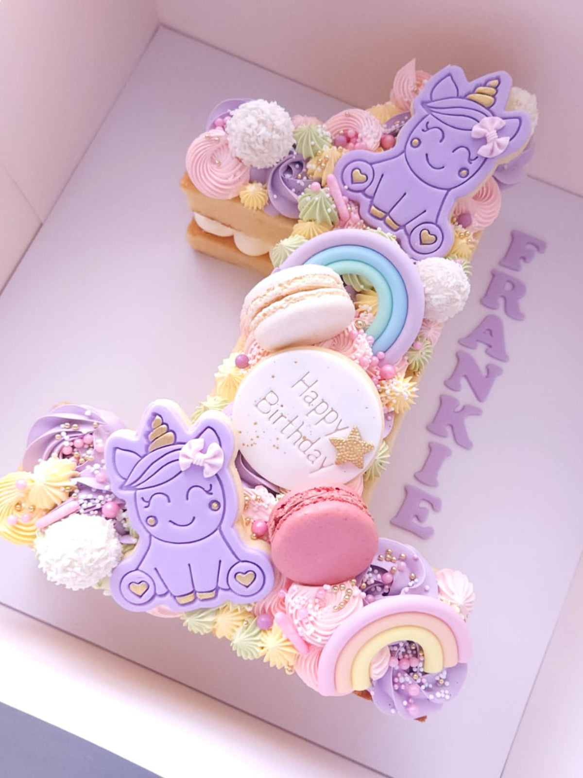 Rainbows & Unicorns Number Cake