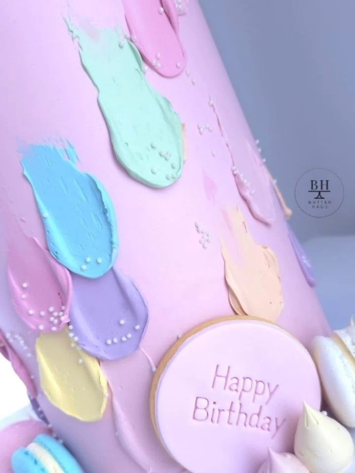 Pastel Brushstroke Birthday Cake