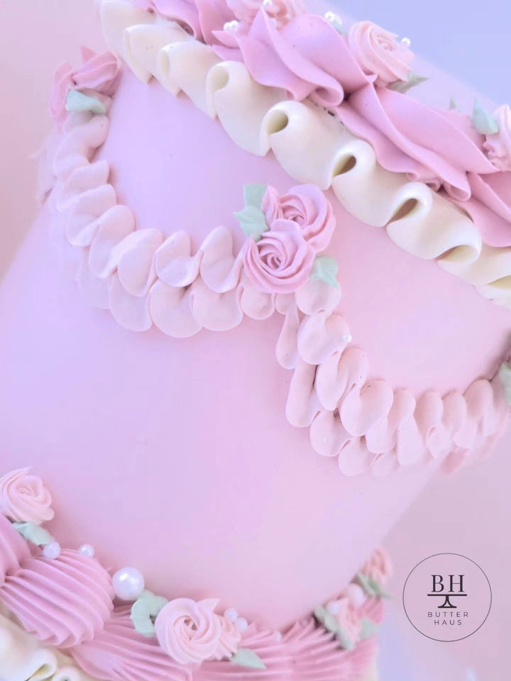 Vintage Pearls and Roses Birthday Cake