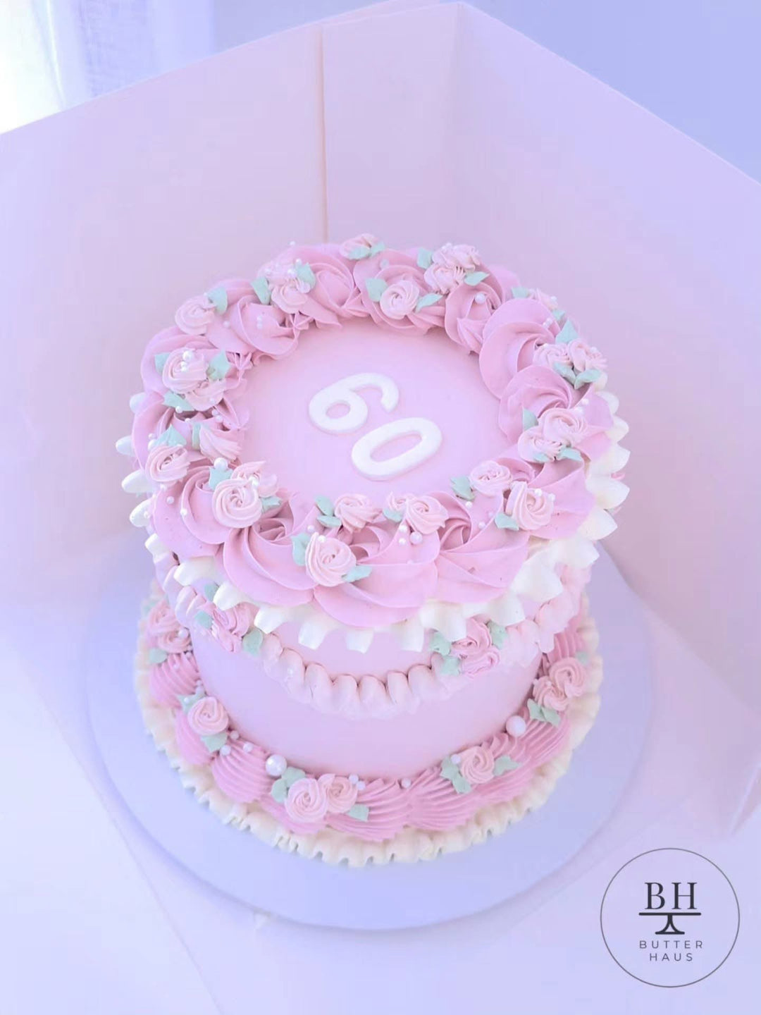 Vintage Pearls and Roses Birthday Cake