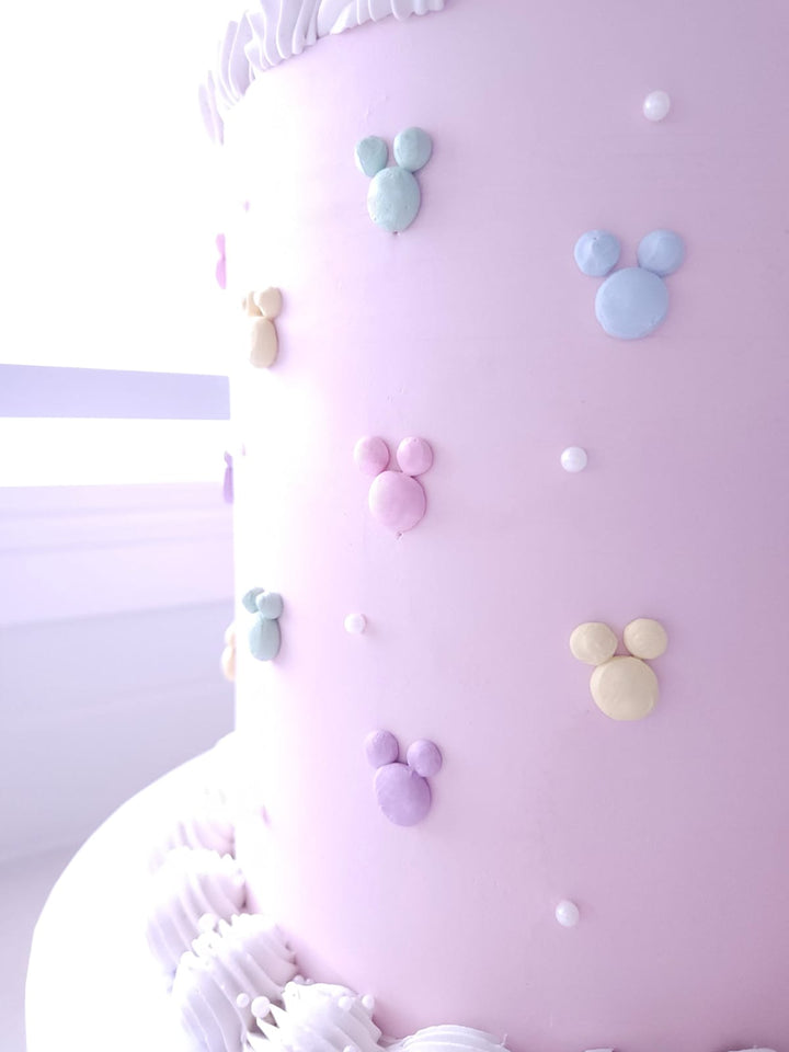 Side view of Once Upon a Castle birthday cake