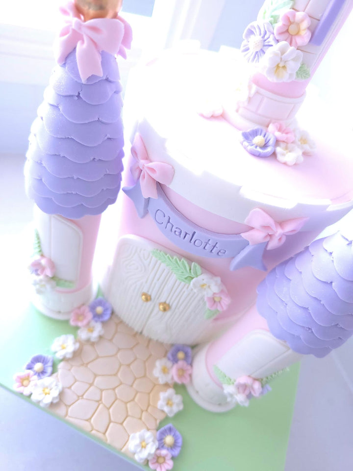 Side view of Princess Party Palace castle cake